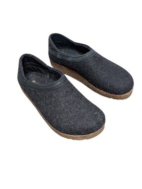 HAFLINGER Charcoal Black Wool Slip-On Clogs (Size EU 41 aka US 8 mens)